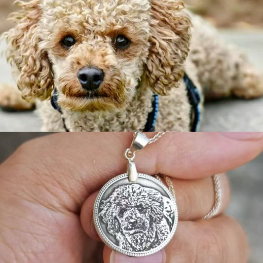 Personalized Pet Portrait Silver Coin Necklace