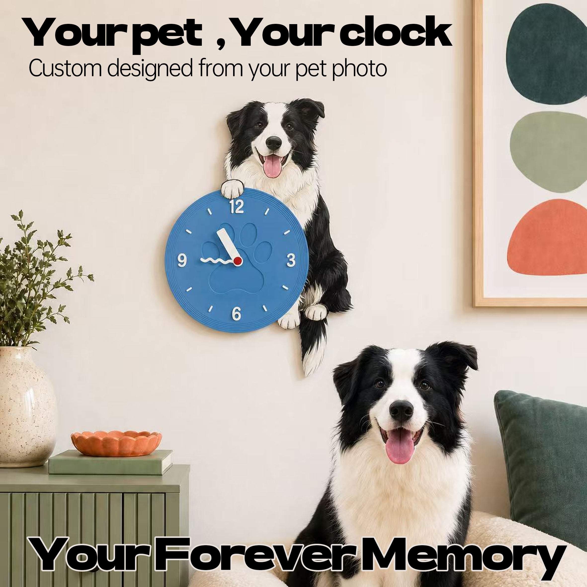 Flying Disc Pose | Custom Pet Moving Tail Clock