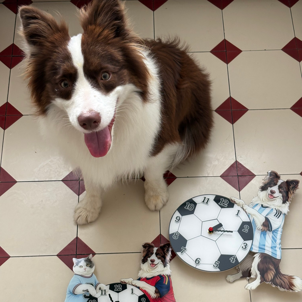 Custom Pet Soccer Clock | Personalized Moving Football Clock for Dogs & Cats