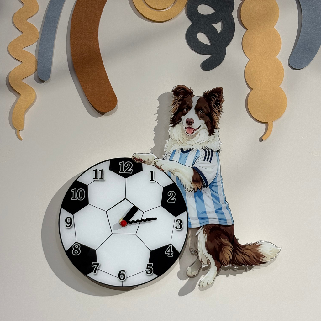Custom Pet Soccer Clock | Personalized Moving Football Clock for Dogs & Cats