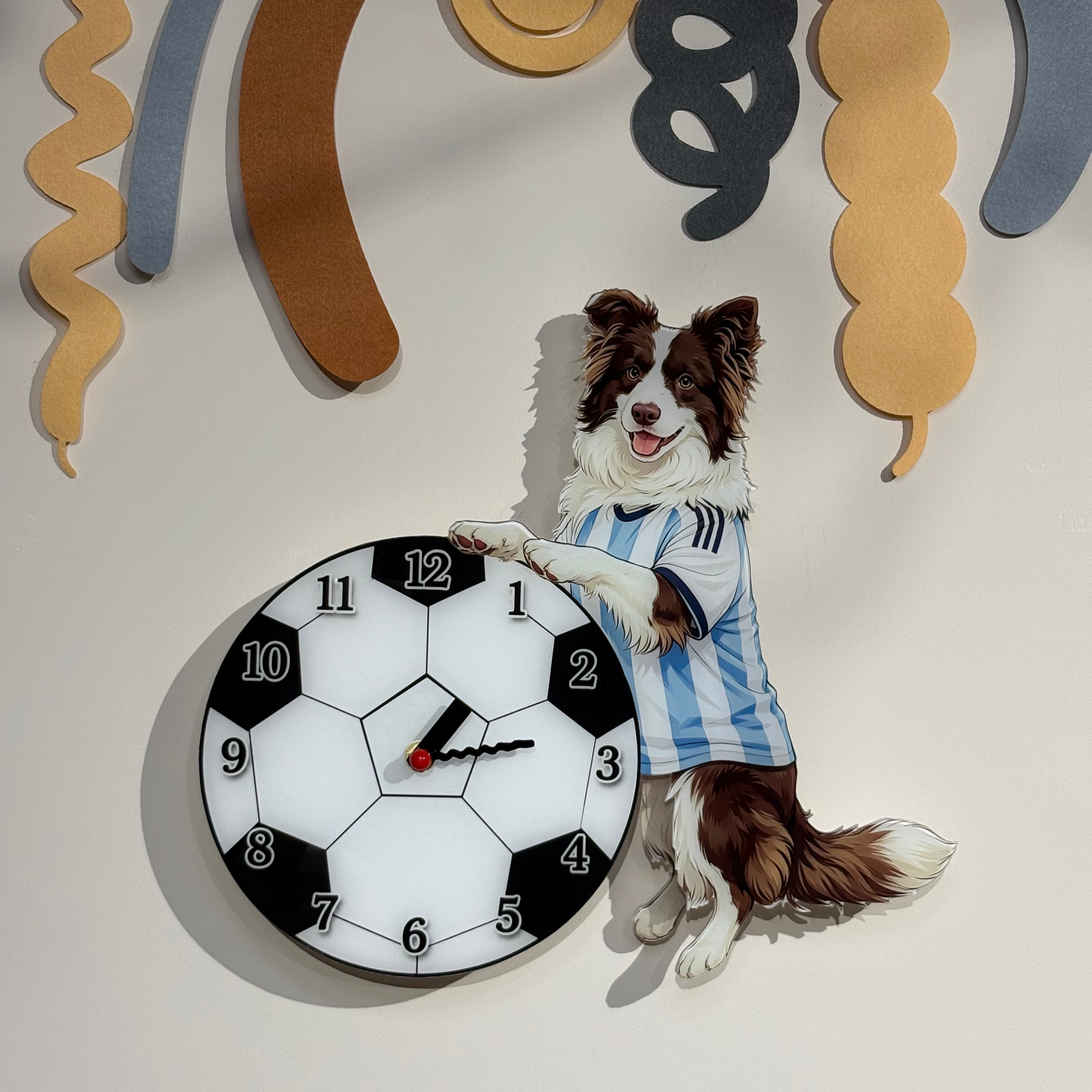 Custom Pet Soccer Clock | Personalized Moving Football Clock for Dogs & Cats