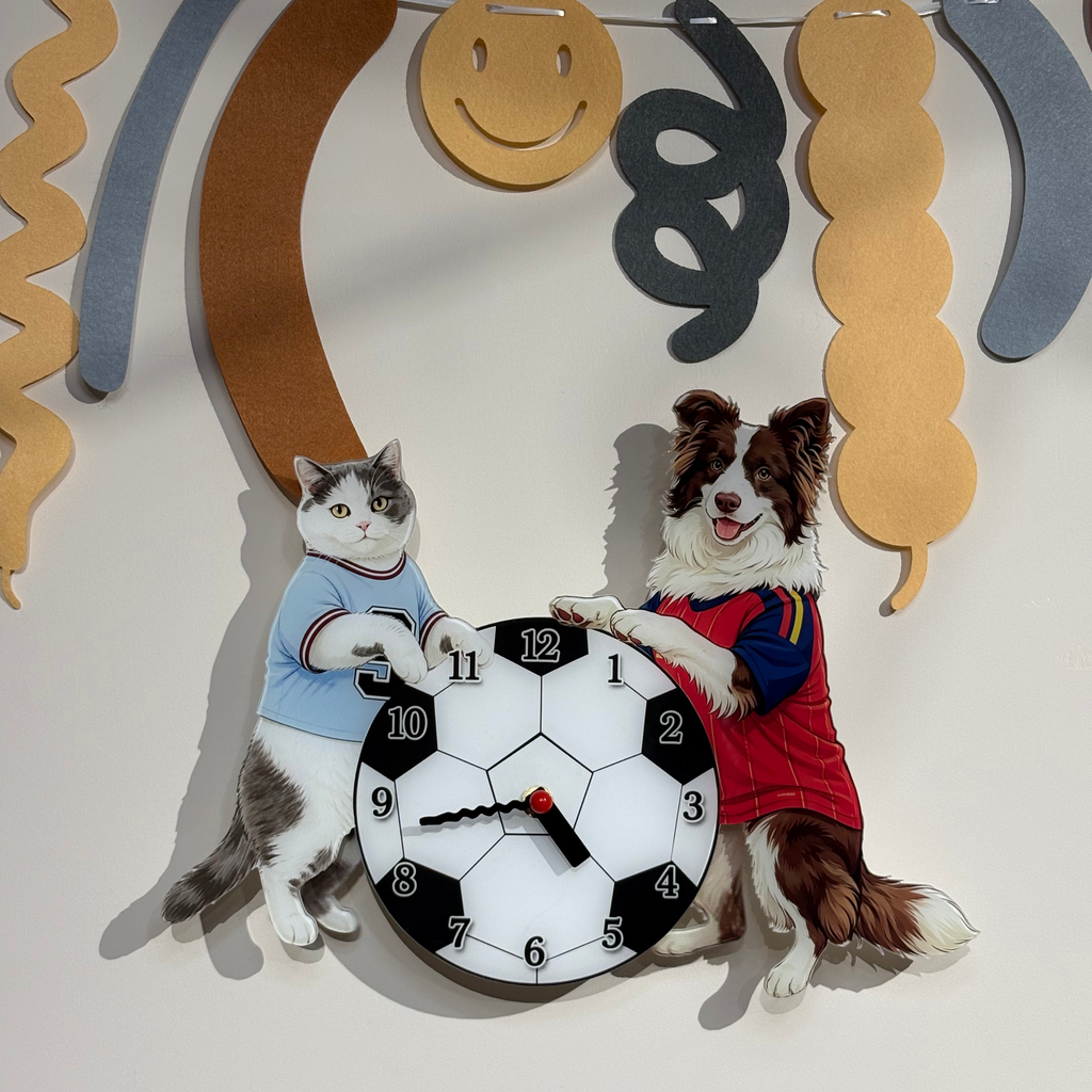 Custom Pet Soccer Clock | Personalized Moving Football Clock for Dogs & Cats