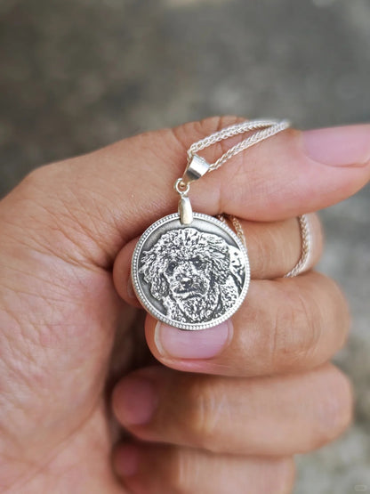 Personalized Pet Portrait Silver Coin Necklace