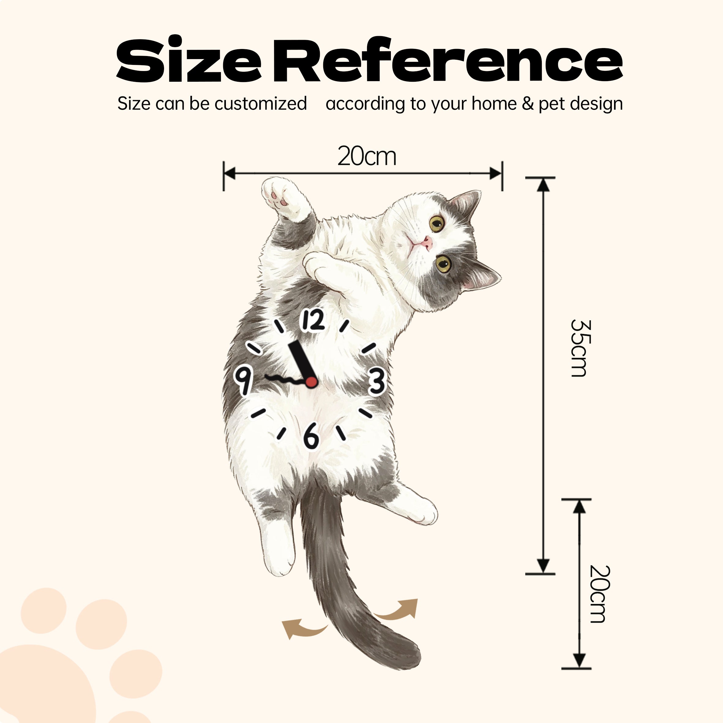 Belly-Up Pose | Custom Pet Moving Tail Clock