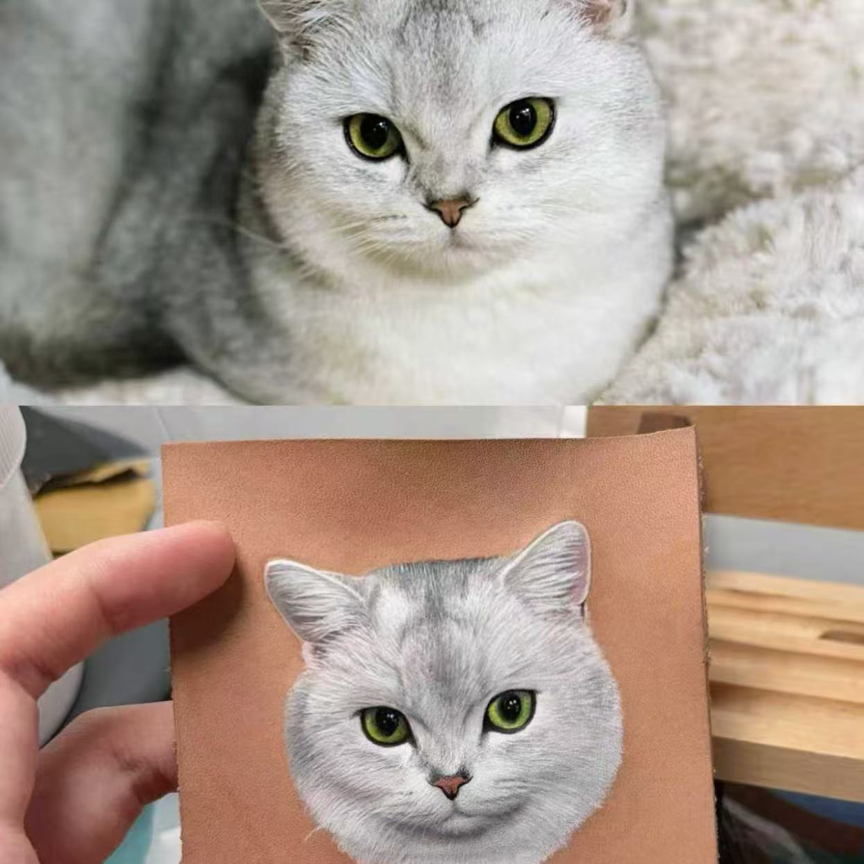 Custom Hand-Carved Leather Pet Portrait