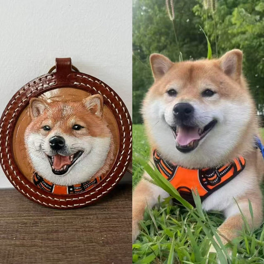Custom Hand-Carved Leather Pet Portrait
