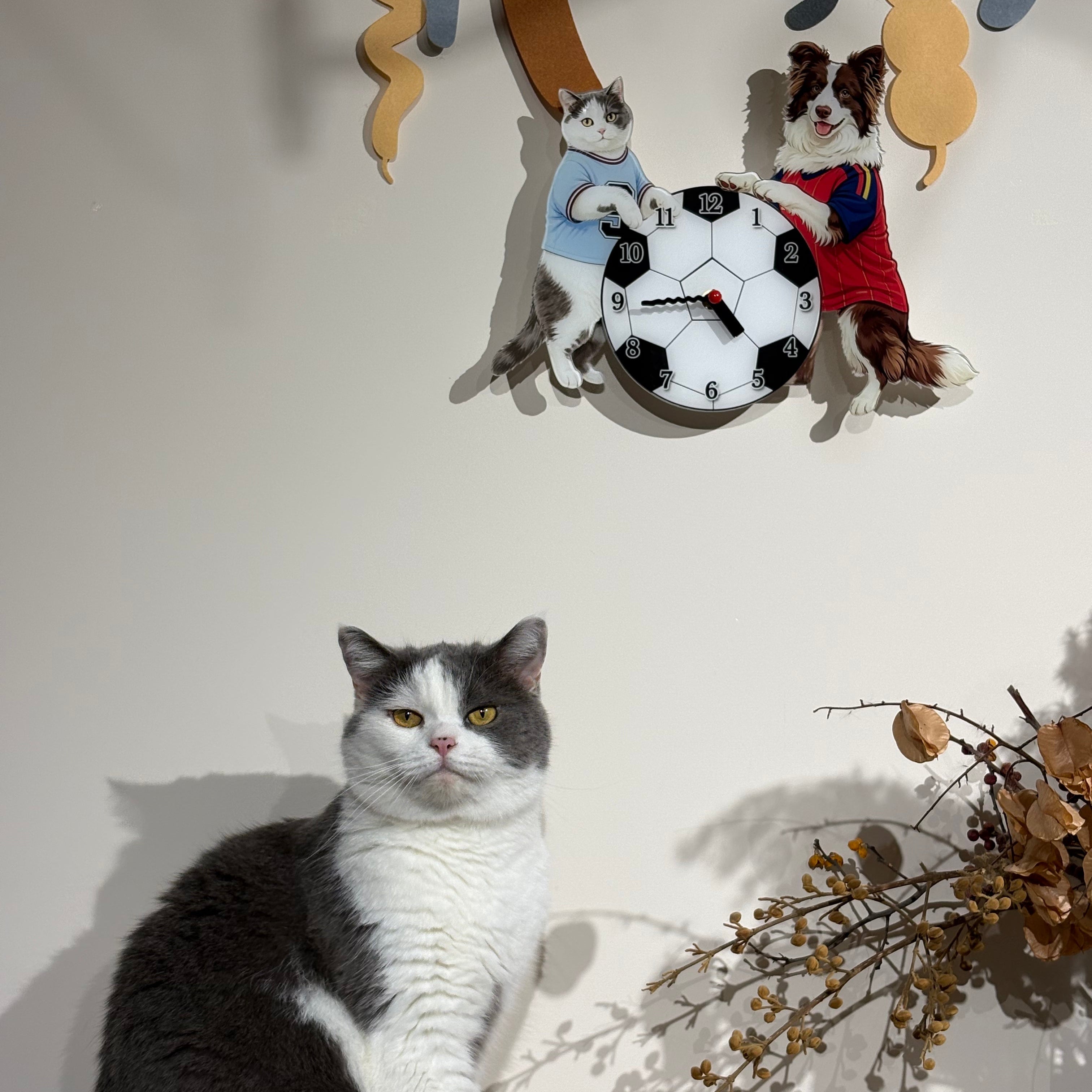 Custom Pet Soccer Clock | Personalized Moving Football Clock for Dogs & Cats