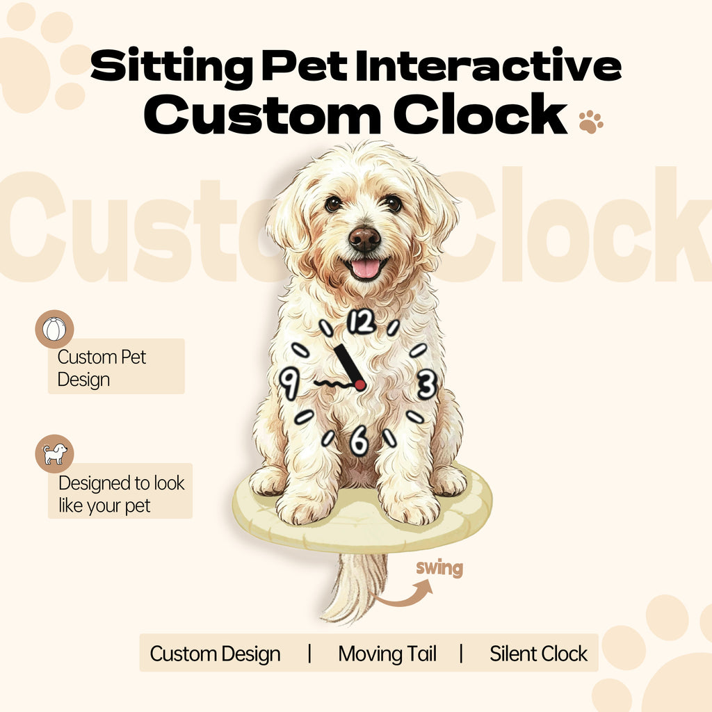 Classic Sitting Pose | Custom Pet Moving Tail Clock
