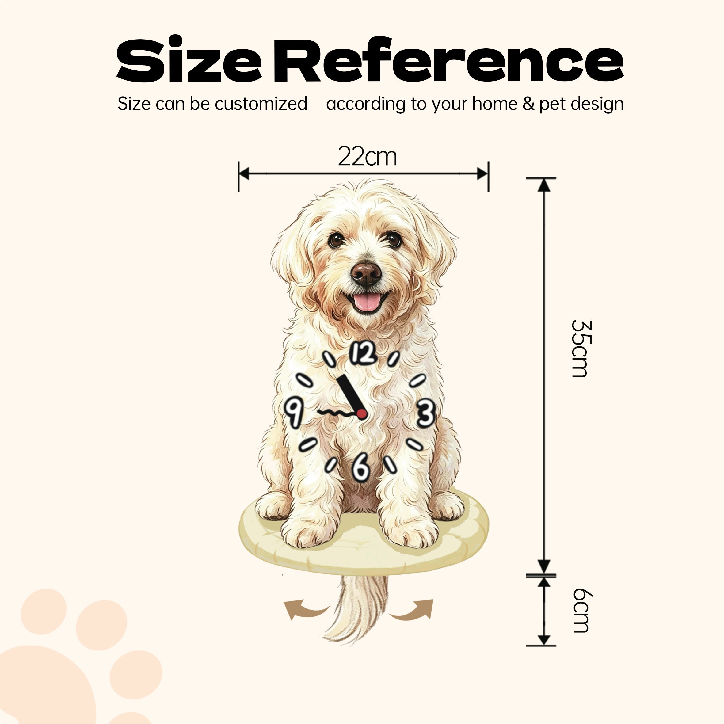 Classic Sitting Pose | Custom Pet Moving Tail Clock