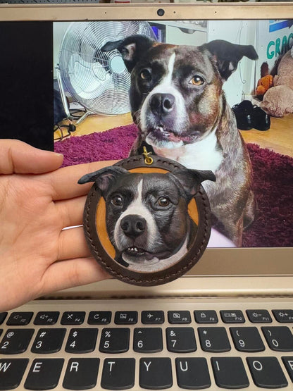 Custom Hand-Carved Leather Pet Portrait