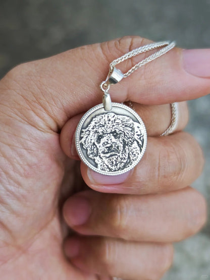Personalized Pet Portrait Silver Coin Necklace