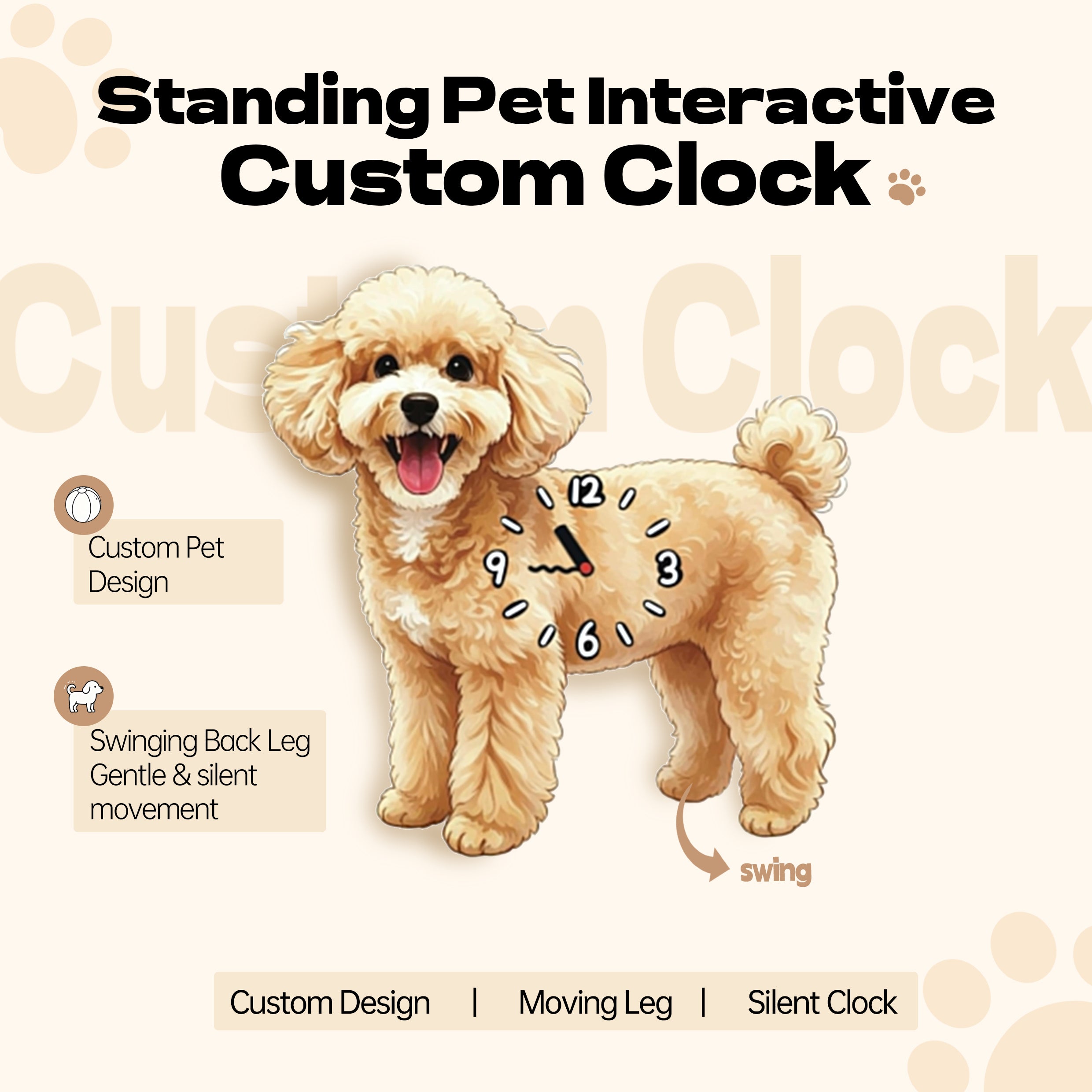 Standing Pose | Custom Pet Moving Leg Clock