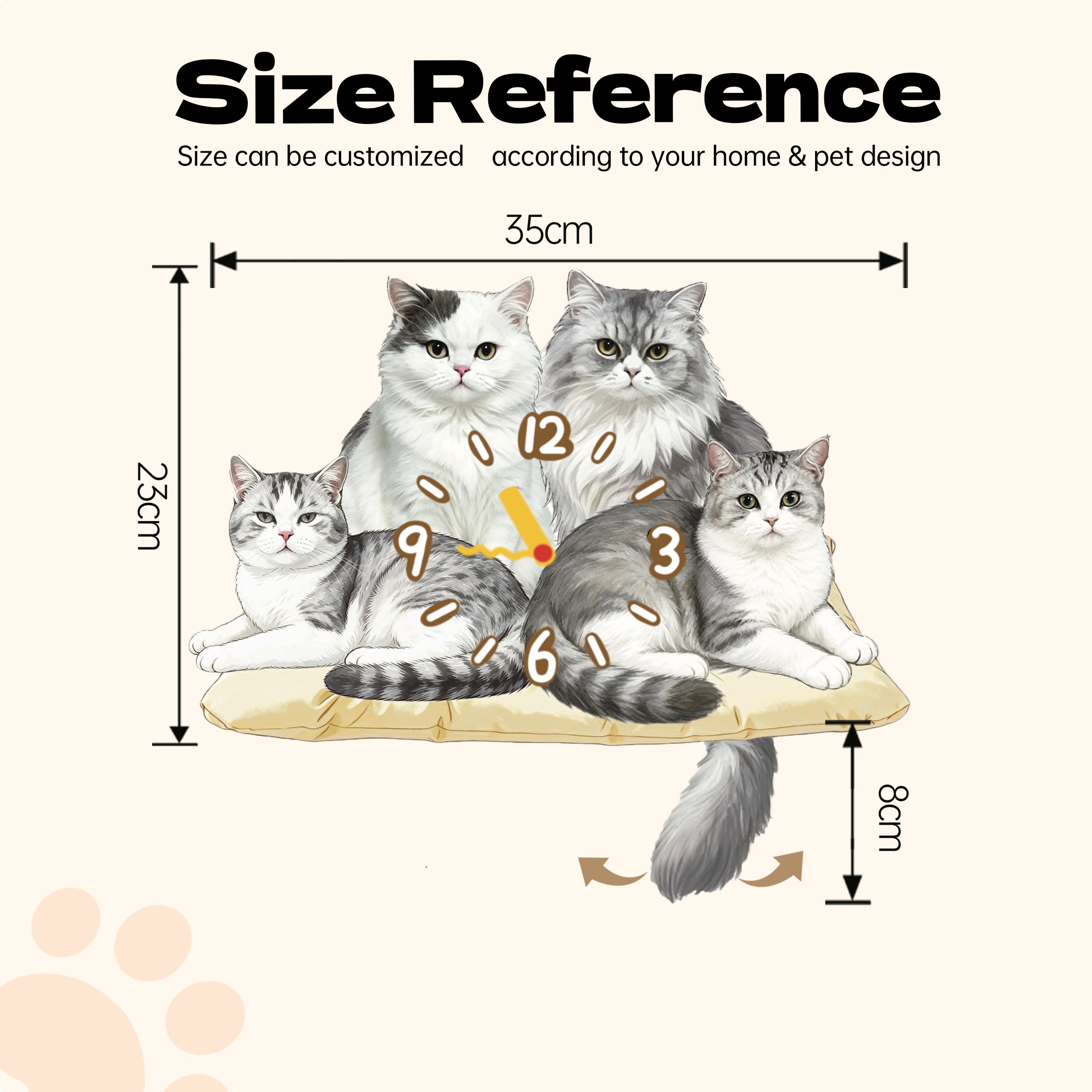 Four Pets Together | Custom Multi-Pet Moving Tail Clock
