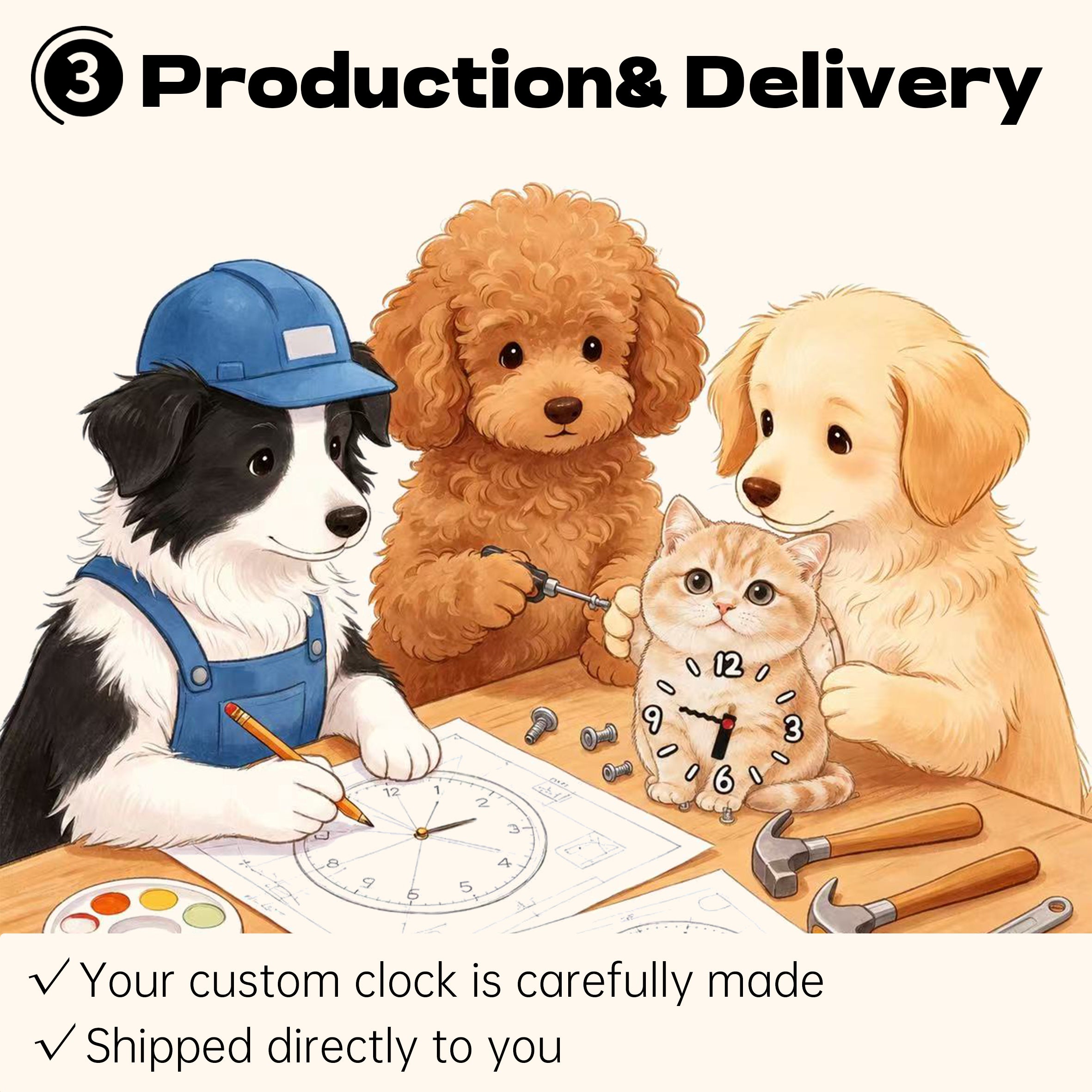 Belly-Up Pose | Custom Pet Moving Tail Clock