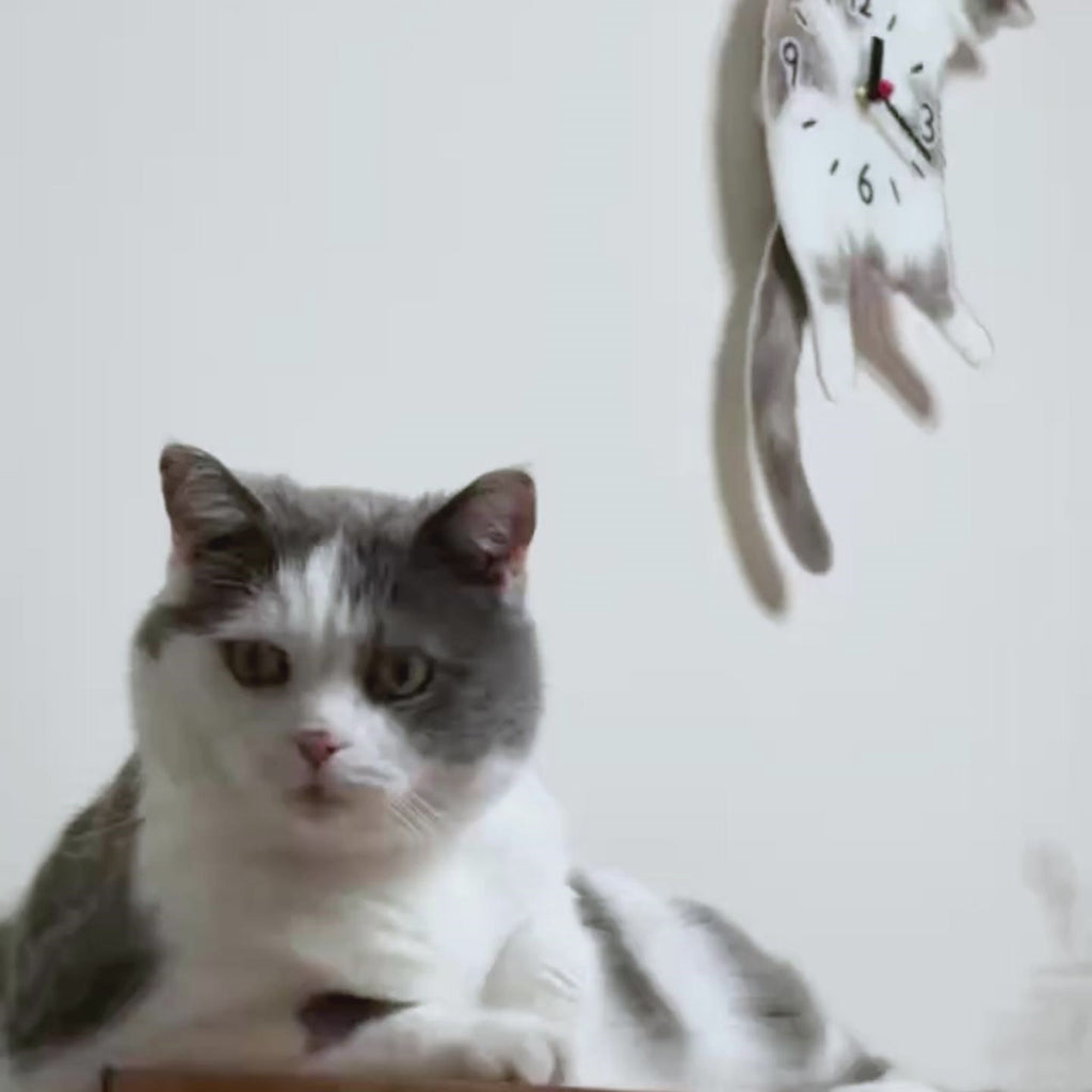 Custom Cat Clock | Personalized Moving Belly Up Clock with Wagging Tail for Cats
