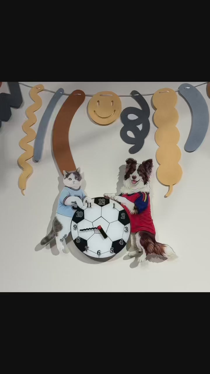Custom Pet Soccer Clock | Personalized Moving Football Clock for Dogs & Cats